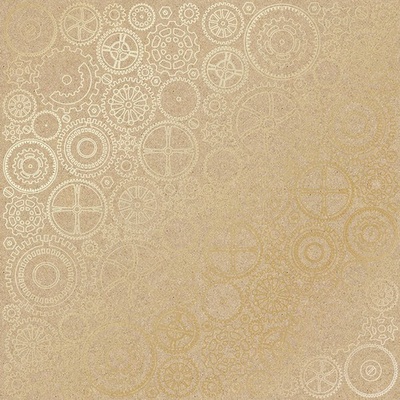 Аркуш одностороннього паперу з фольгуванням Golden Gears Kraft 30,5x30,5см, ТМ Фабрика Декору
