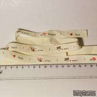 Лента от Thailand - Bee Flower Mushroom Beetle Print Cotton Ribbon Label String Red, 1 метр