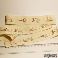 Лента от Thailand - Eiffel Tower Key Rose Flower And Bird Print Cotton Ribbon Label String, 1 метр - ScrapUA.com