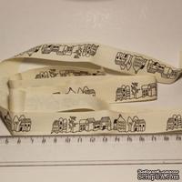 Лента от Thailand - Black House Print Cotton Ribbon Label String, 1 метр - ScrapUA.com