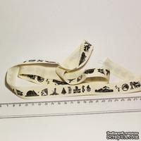 Лента от Thailand -  Black Print Cotton Ribbon Label String-25 Different Patterns, 1 метр - ScrapUA.com
