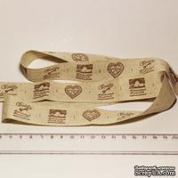 Лента от Thailand - Lovely Heart Print Linen Ribbon Label String, 1 метр - ScrapUA.com