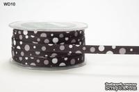 Лента GROSGRAIN/BUBBLE DOT, цвет BLACK/WHITE, ширина 9,5мм, длина 90 см - ScrapUA.com