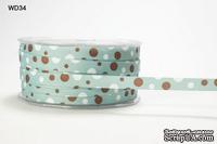 Лента GROSGRAIN/BUBBLE DOT, цвет TEAL/BROWN/WHITE, ширина 9,5мм, длина 90 см