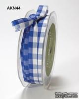 Лента SOLID/CHECK, цвет ROYAL BLUE/WHITE, ширина 9,5мм, длина 90см - ScrapUA.com