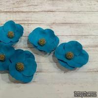 Набор бумажных цветов от Scrap Klumba, голубые, 6 шт., диаметр 2,8 см