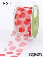 Лента Sheer/Jumbo Dot - Red, цвет: красный, ширина 3,8 см, 90 см