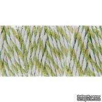 Хлопковый шнур от Baker's Twine - Celery, 2 мм, цвет салатовый/белый, 1 м