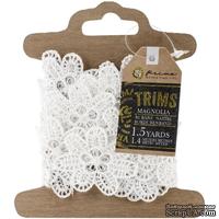 Кружево Prima - Floral Lace Trim - Plumeria, 1,35 м, диаметр 3,8 см - ScrapUA.com