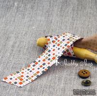 Лента American Crafts в розово-коричнево-красные квадратики, ширина 25,4мм, 90 см - ScrapUA.com