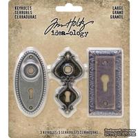 Набор металлических украшений Tim Holtz - Idea-Ology Metal Large Keyholes, 3 штуки, замочные скважины - ScrapUA.com
