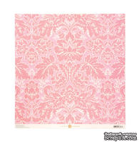 Лист односторонней скрапбумаги c тиснением от Anna Griffin Paper - Olivia Embosed Acanthus Pink, 30 x 30