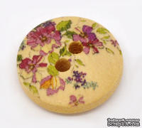 Деревянная пуговица Flower B12760,  диаметр 15 мм, 1 шт. - ScrapUA.com