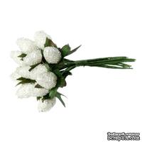 Ягодки белые, 13х1.5см, 1 связка, 12шт. - ScrapUA.com