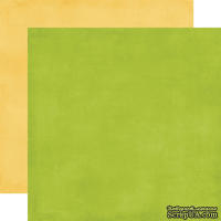 Лист двусторонней бумаги от Echo Park - Yellow/Green Distressed Solid Paper, 30x30 см