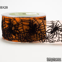 Лента в стиле Хелоуин - 2 Inch Sheer Spider Web Ribbon, 5 см, длина 90 см - ScrapUA.com