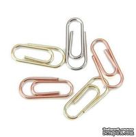 Декоративные скрепки Creative Impressions - Silver/Copper/Brass Mini Metal Paper Clips