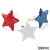 Набор брадсов Creative Impressions - Red/White/Blue Stars, 50 штук