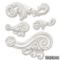 Гипсовые украшения от Melissa Frances - Scroll Applique, 4 шт - ScrapUA.com
