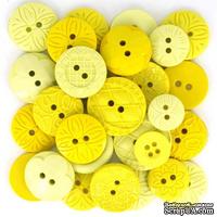 Набор декоративных пуговиц Dress It Up - Yellow, 50шт, размер от 1 до 1,8 см - ScrapUA.com