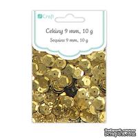 Пайетки круглые 9 мм, 10 г, цвет золотой, TM dpCraft (Dalprint) - ScrapUA.com