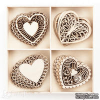 Набор деревянных украшений dpCraft (Dalprint) - Hearts, 20 шт.