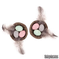 Декоративні гнізда Mini Decorative Nests Eggs & Feathers, 2 шт, dpCraft