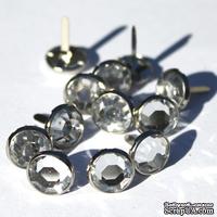 Набор брадсов Eyelet Outlet - Jewel Brads Clear, цвет прозрачный, в серебристой оправе, 16 мм, 10 штук - ScrapUA.com