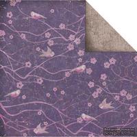 Лист двусторонней скрапбумаги Fabscraps - High Tea Double-Sided Paper - Garden Party/Pink Birds & Purple, 30х30 см