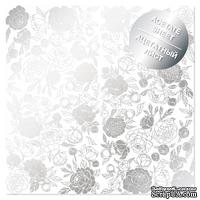 Ацетатний аркуш з фольгуванням Silver Peony Passion 30,5х30,5 см, ТМ Фабрика Декору