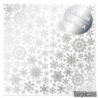 Аркуш кальки (веллум) зі срібним візерунком Silver Snowflakes, 30,5см х 30,5см, ТМ Фабрика Декору