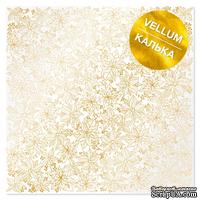 Аркуш кальки (веллум) з золотим візерунком Golden Poinsettia 30,5х30,5 см, ТМ Фабрика Декору