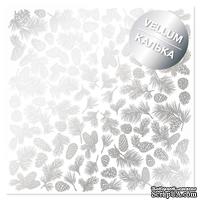 Аркуш кальки (веллум) зі срібним візерунком Silver Pine cones, 30,5см х 30,5см, ТМ Фабрика Декору