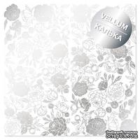 Аркуш кальки (веллум) зі срібним візерунком Silver Peony Passion, 30,5см х 30,5см, ТМ Фабрика Декору