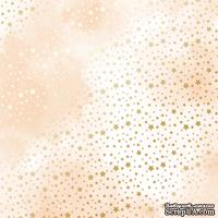 Аркуш одностороннього паперу з фольгуванням, дизайн Golden stars, Beige water, 30,5см х 30,5см, ТМ Фабрика Декору