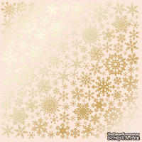 Лист односторонней бумаги с фольгированием Golden Snowflakes Beige, ТМ Fabrika Decoru