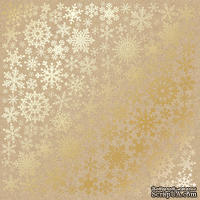 Лист односторонней бумаги с фольгированием Golden Snowflakes Kraft, ТМ Fabrika Decoru