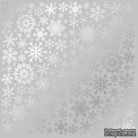 Лист односторонней бумаги с фольгированием Silver Snowflakes Gray, ТМ Fabrika Decoru