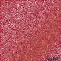 Аркуш одностороннього паперу з фольгуванням, дизайн Golden Poinsettia Blackberry, 30,5см х 30,5см, ТМ Фабрика Декору