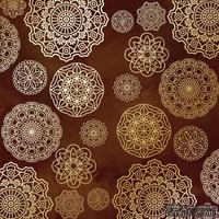 Аркуш одностороннього паперу з фольгуванням, дизайн Golden Napkins, color Brown aquarelle, 30,5см х 30,5см, ТМ Фабрика Декору