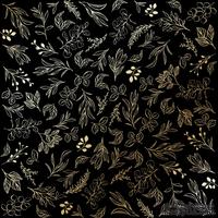 Аркуш одностороннього паперу з фольгуванням, дизайн Golden Branches Black, 30,5см х 30,5см, ТМ Фабрика Декору