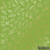 Аркуш одностороннього паперу з фольгуванням, дизайн Golden Branches, color Bright green, 30,5см х 30,5см, ТМ Фабрика Декору