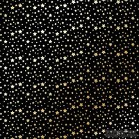 Лист односторонней бумаги с фольгированием Golden stars Black, ТМ Фабрика Декора - ScrapUA.com