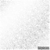 Аркуш одностороннього паперу зі срібним тисненням, дизайн Silver Poinsettia White, 30,5см х 30,5см, ТМ Фабрика Декору