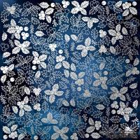 Аркуш одностороннього паперу зі срібним тисненням, дизайн Silver Winterberries Dark blue, 30,5см х 30,5см, ТМ Фабрика Декору