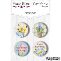 Скрапфишки 4шт. Набор 308,  Botany Spring, ТМ Фабрика Декору