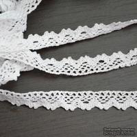 Кружево х/б, вязаное, цвет белый, ширина 1.4 см, длина 90 см - ScrapUA.com