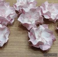 Набор бумажных цветов - Гардении от Scrap Klumba, бело-розовые, 6 шт., диаметр 4 см