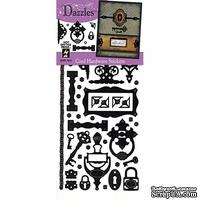 Набор наклеек-высечек HOTP - Card Hardware Dazzles Black, размер 10х23 см, 49 шт., цвет черный. - ScrapUA.com