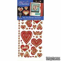 Набор наклеек-высечек HOTP - Mix &#039;ems Hearts, Tri Color Pack, 3 листа, размер 10х23 см, 105 шт. - ScrapUA.com